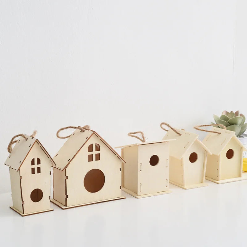 DIY Bird Wood House Outdoor Handmade Accessory Pet Supplies Hanging Birdhouse Hideouts for Outside Balcony jaulas para pájaros