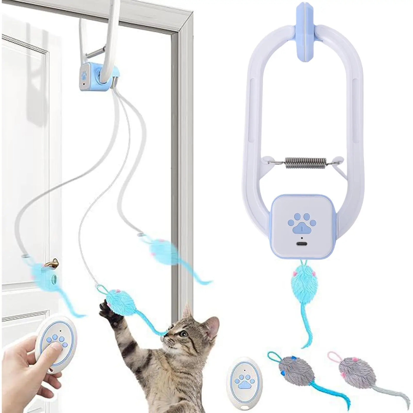 Electric Door Hanging Cat Toy Interactive Retractable plaything Funny Self-hey kitten Scratch Rope Mouse Toy Pet Products