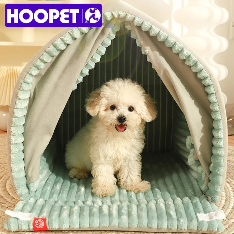 HOOPET Closed Dog House Winter Windproof Nest for Dogs Cats with Door Curtain Outdoor Portable Cat Tent Dog Villa Sleep Kennel