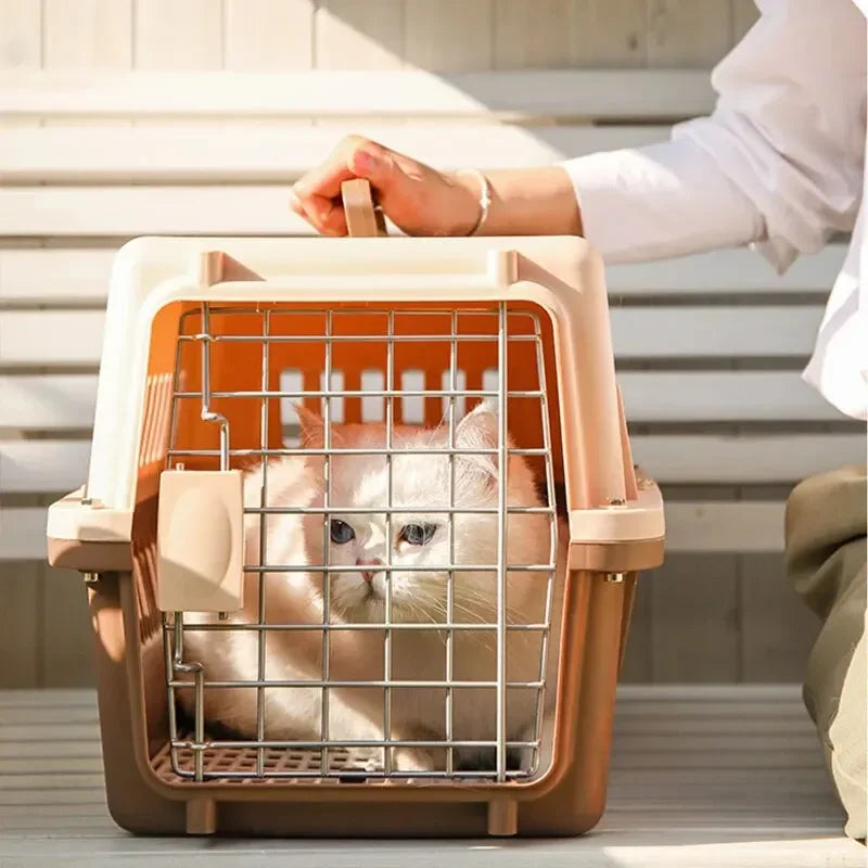 Small Cat And Dog Portable Pet Transport Cage - Indoor And Outdoor Articulated Roof Air Travel And Home Cages, Car/Sea Kennels