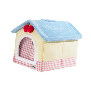 1 Pc Cat house with Removable Cushion Pillow All Season Enclosed Striped Cake Shaped Safe Cat House for Pets Cat Keeping Warm