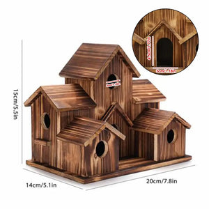 Bird Houses For Outside,Outdoor 5 Hole Bird House Room For 5 Bird Families Bluebird Finch Hanging Birdhouse For Garden