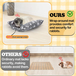 Rabbit Bed - Thick and Soft Rabbit Concave Bed, Pillow-Style Soft Cushion, Comes with Recliner-Style Pillow, Suitable for Indoor Rabbit Sleeping Gift, Gray Star Pattern