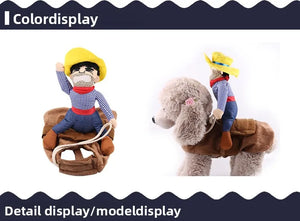Dog Funny Clothes Cat Horseback Riding Costumes Santa Claus Dog Clothes Funny Cats Halloween Cosplay Transformation Costumes