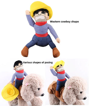 Dog Funny Clothes Cat Horseback Riding Costumes Santa Claus Dog Clothes Funny Cats Halloween Cosplay Transformation Costumes
