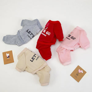Dog Letters Clothes 4 Legs Jumpsuit Sweatshirt Soft Warm Dog Outfit Pullover Dog Winter Clothes Sweater for Small Medium Dogs