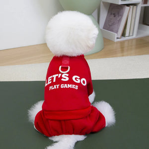 Dog Letters Clothes 4 Legs Jumpsuit Sweatshirt Soft Warm Dog Outfit Pullover Dog Winter Clothes Sweater for Small Medium Dogs