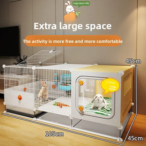 Rabbit Iron Fence Cage Toilet Integrated Large Dutch Guinea Pig Rabbit Cage Villa Small Animals Pet Products Cages Accessories