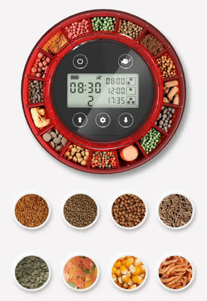 Aquarium Automatic Food Dispenser Automatic Fish Feeder USB Rechargeable Auto Fish Food Dispenser with Timer LCD Display