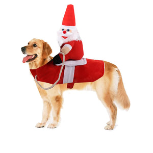 Dog Funny Clothes Cat Horseback Riding Costumes Santa Claus Dog Clothes Funny Cats Halloween Cosplay Transformation Costumes