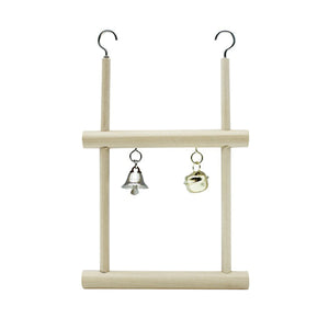 Natural Wood Bird Swing Toy With Bells For Parrot Budgie Parakeet Cockatiel Conure Lovebird Finch Canary Cockatoo African Grey