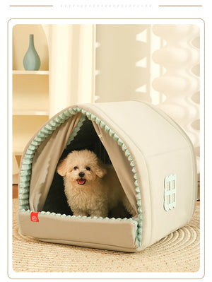 HOOPET  Closed Dog House Winter Windproof Nest for Dogs Cats with Door Curtain Outdoor Portable Cat Tent  Dog Villa Sleep Kennel