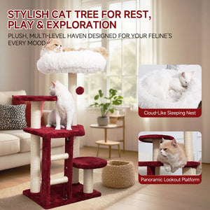 Cat Tree Tower for Indoor Cats Large Adults, Cat Tower with Scratching Post, Multi-Level Furniture Activity Center