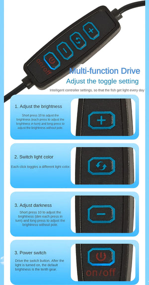 Fish Tank Clip Light, Color Changing and Dimming, USB Interface, Landscaping, Blue white light switching Brightening