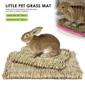 Rabbit Grass Mat Small Animal Bunny Woven Hay Mat Natural Straw Bedding Resting Cage Mat For Guinea Pig Chinchilla Hamster Rat