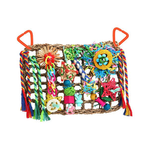 Bird Foraging Wall Toys with Various Toys with Hanging Hook Chewing Toy Climbing for Finches Budgie Cockatiel Love Birds Macaws