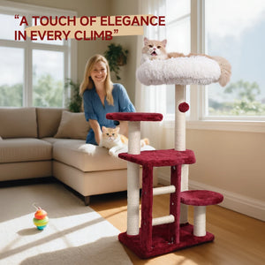 Cat Tree Tower for Indoor Cats Large Adults, Cat Tower with Scratching Post, Multi-Level Furniture Activity Center
