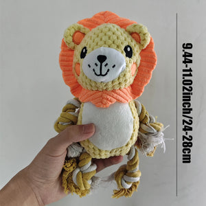 Dog Sound-Making Chew Toy, Durable Plush + Rope Design (Cleans Teeth/Prevents Boredom), Suitable for Small, Medium, and Large Dogs, Includes Monkey and Lion Models