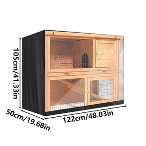 Rabbit Hutch Cover Waterproof Windproof Pet Winter Protection Supplies Double Rabbit Cage Dust Cover for Winter with Zipper