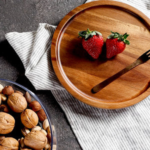 Glass Food Storage Container with Wooden Lid Multi Compartment Snack Fruit Organizer Kitchen Living Room Desktop Serving Tray