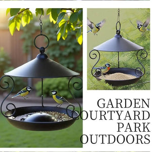 Iron Bird Feeder Windproof Rainproof Bird Food Dispenser Hanging Multi-purpose Bird Feeding Tray Hummingbird