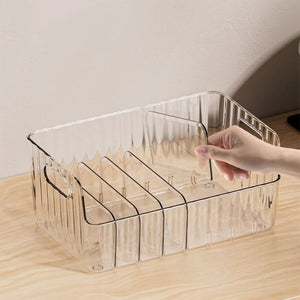 Storage Box With Partitions Refrigerator Organizer Bin Plastic Food Storage Organizer Tapes, Books, Seasoning Bags Storage Boxes