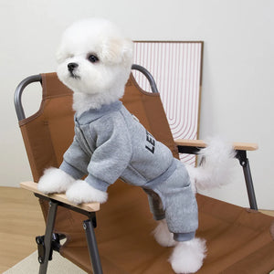 Dog Letters Clothes 4 Legs Jumpsuit Sweatshirt Soft Warm Dog Outfit Pullover Dog Winter Clothes Sweater for Small Medium Dogs