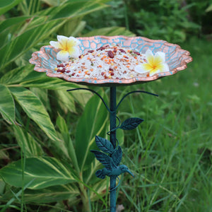 1 Antique Cast Iron Bird Bath with Detachable Feeder - Easy-To-Clean Metal Design, Highly Stable 5-Prong Base, Ideal for Gardens, Lawns, and Holiday Decorations, Perfect for Wild Bird Lovers, Suitable for Halloween, Christmas