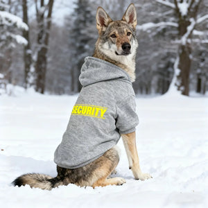 Pet Hoodie for Medium To Large Dogs | Classic Black with Yellow SECURITY Print, Fleece-Lined for Warmth and Breathability