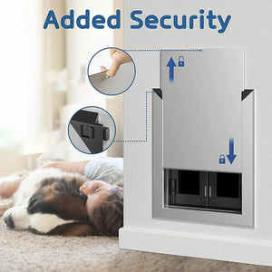 Dogs Door with Flap Heavy Duty Doors Large Aluminum Pet Door Energy Efficient Durable for Exterior Outdoor Indoor Wall Door