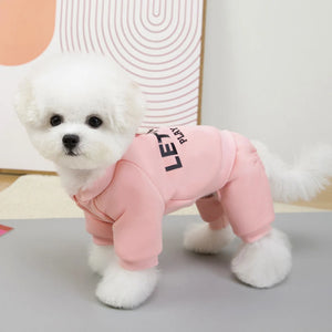 Dog Letters Clothes 4 Legs Jumpsuit Sweatshirt Soft Warm Dog Outfit Pullover Dog Winter Clothes Sweater for Small Medium Dogs