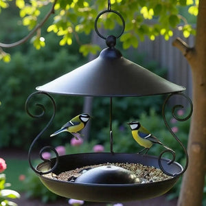 Iron Bird Feeder Windproof Rainproof Bird Food Dispenser Hanging Multi-purpose Bird Feeding Tray Hummingbird
