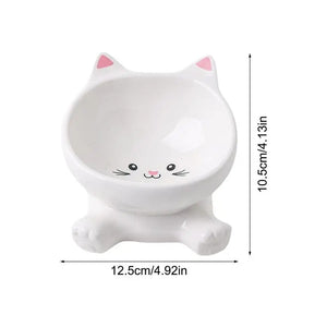 Cat Ear Ceramic Feeding Bowl Reusable Food Container Stable base anti-tip inclined mouth cat drinking water bowl pet supplies