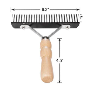 Dog Comb Grooming Rake Long Tooth Steel Comb Wood Handle Pet Dehedding Tools Grip Comfortable Antirust Clean Brush