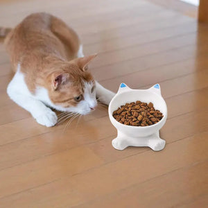 Cat Ear Ceramic Feeding Bowl Reusable Food Container Stable base anti-tip inclined mouth cat drinking water bowl pet supplies