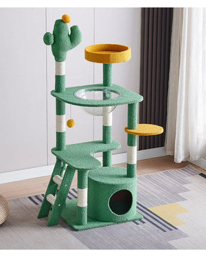Cactus Cat Tree,Large Multi-Level Cats Climbing Tower, Scratching Post, Cozy Pet Bed