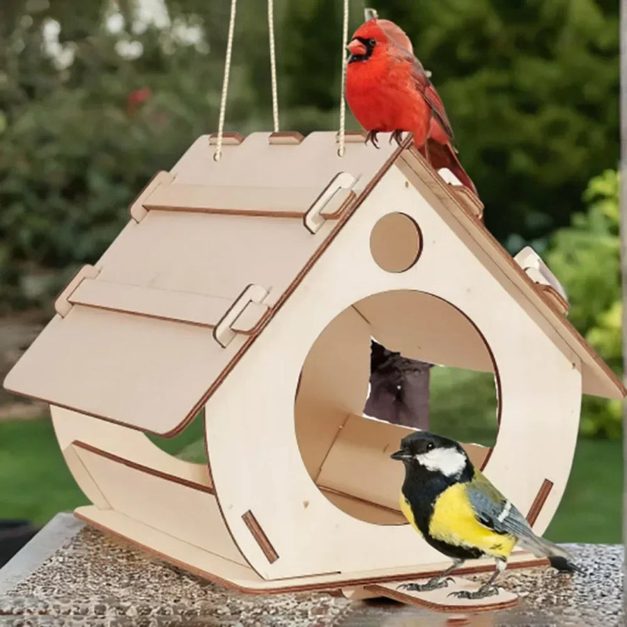Hanging wooden bird feeders Aviary DIY assembled outdoor garden decorative feeders Birdcage Birdhouse