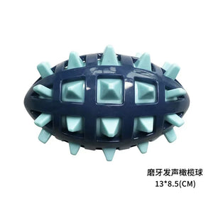 Dog rubber rugby, soft spines, teeth grinding, bite resistance, squeezing, vocalization accompanying large and medium-sized dogs
