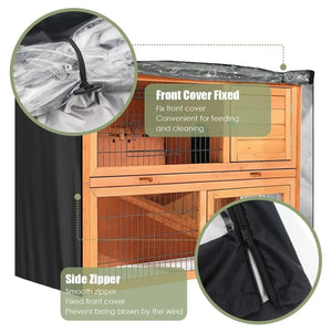 Rabbit Hutch Cover Waterproof Windproof Pet Winter Protection Supplies Double Rabbit Cage Dust Cover for Winter with Zipper