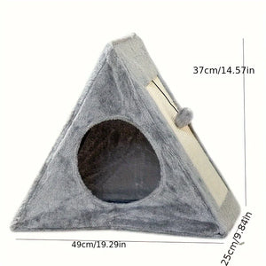 Cat House, Scratching Board, Triangular Cat Bed, Warm Cat House, Interactive Toy with Ball‌.