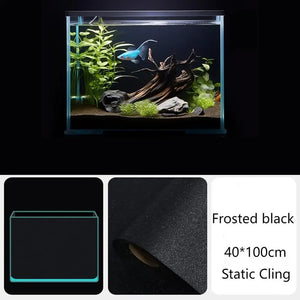 Fish Tank Background Sticker Black Static Cling Film Adhesive-Backed Film Wallpaper Aquarium Background Decoration 30/40/50cm*1M