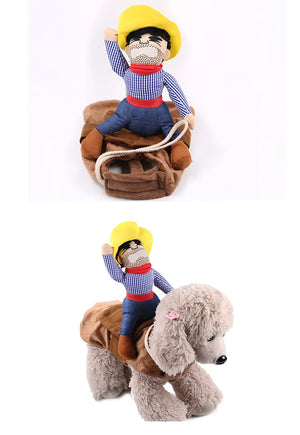 Dog Funny Clothes Cat Horseback Riding Costumes Santa Claus Dog Clothes Funny Cats Halloween Cosplay Transformation Costumes