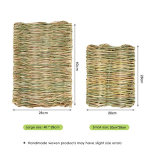 Rabbit Grass Mat Small Animal Bunny Woven Hay Mat Natural Straw Bedding Resting Cage Mat For Guinea Pig Chinchilla Hamster Rat