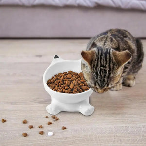 Cat Ear Ceramic Feeding Bowl Reusable Food Container Stable base anti-tip inclined mouth cat drinking water bowl pet supplies