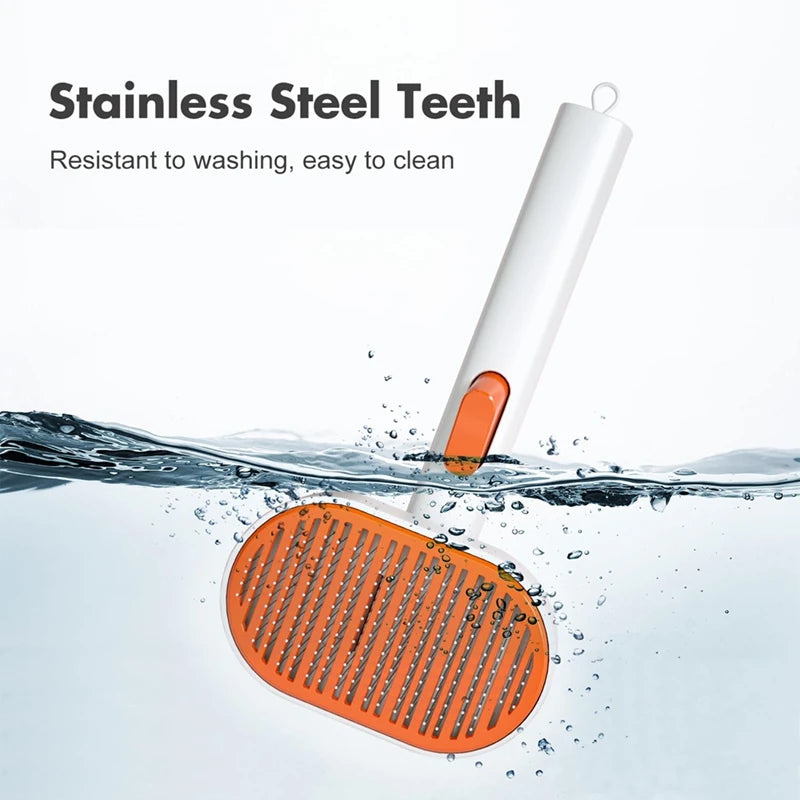Cat Hair Brush, Cat Brushes For Indoor Cats Grooming And Shedding, Self Cleaning Brush For Short And Long Haired Cats