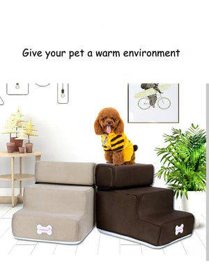 Hot Dog House Dog Stairs Pet 3 Steps Stairs for Small Dog Cat Pet Ramp Ladder Anti-slip Removable Dogs Bed Stairs Pet Supplies