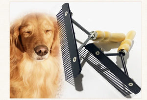 Dog Comb Grooming Rake Long Tooth Steel Comb Wood Handle Pet Dehedding Tools Grip Comfortable Antirust Clean Brush