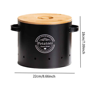 Vegetables Storage Bin Fresh Vegetable Keeper with Bamboo Lid and Handle Kitchen Organization Storage Jar for Counter Restaurant