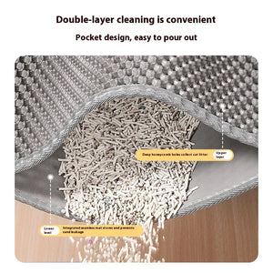 Cat Litter Mat 2-Layer Design Premium Sand Trapping Technology Waterproof Base Non-Slip Pet Floor Protector for Indoor Kittens