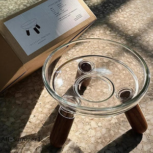 【E】Cat Bowl With Transparent Design, Elevated Cat Food Bowl Water Plate Snack Dish With Stand For Neck Protection